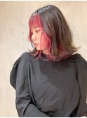 ☆切りっぱなしボブ×インナーカラーピンク☆