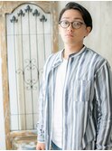 ≪mod's men≫ダークアッシュ七三オールバックセミウェットヘアe