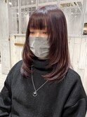レイヤーカット/ロングレイヤー/レッドブラウン