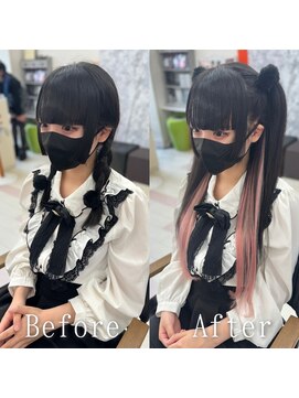 ARビューティー ギンザ(AR Beauty Ginza) ブラック×ピンク#シールエクステ#シアカラー#韓国#カール#銀座