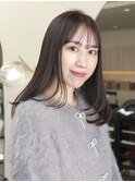 マロンベージュレイヤーくすみグレージュ韓国巻き前髪20代30代