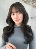 韓国ヘア美髪くびれヘアロング前髪カット_ba499001