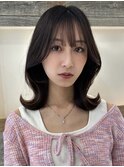透明感カラー グレージュ くびれミディアム【肥田亜沙美】