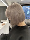 ハイトーンボブミルクティーベージュピンクベージュダブルカラー