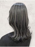 30代40代白髪ぼかしハイライト×ナチュラル透明感アッシュカラー