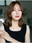 ★黒髪クラゲヘアーオリーブグレー小顔ココアベージュ韓国ヘア