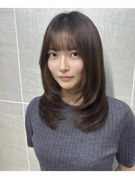 アンジェリカラボ 梅田店(ANGELICA LABO) 韓国風ミディアムレイヤー×オリーブグレージュ