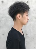 [m]前下がりショートヘアくせ毛風パーマダークグレーアッシュ