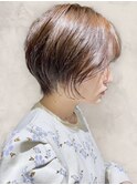 大人可愛いゆるふわショートベージュカラー