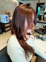 ヘアリゾート粋 ティガ 池袋店(tiga)&nbsp;レイヤーロング/艶髪/オレンジブラウン
