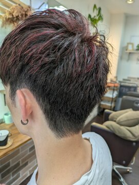 ヴィザヴィ 本蓮沼店(vis a vis) メンズショート+赤ピンクメッシュ【本蓮沼】