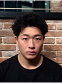 アップバング ピンパーマ