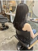 セミロングレイヤー 透ける暗髪 透明感ヘア【川野 光】