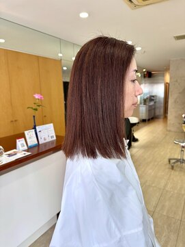 ディーコ(IDEEK) 30代40代向け大人女性のピンク系ブラウン 艶ロングストレート