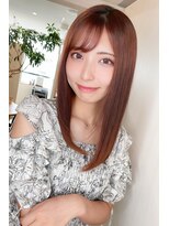 ヘアーズ ベリー 香椎店(hairs BERRY)&nbsp;BERRY/ミディアム/美髪/斜めバング/デザインカラー/夏