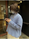 【ボブカット】レイヤーボブ×透明感ベージュカラー