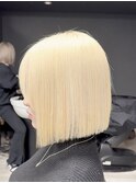 【切りっぱなしボブ】美髪/イメチェンホワイトブロンド/髪質改善