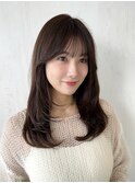 小顔バングこなれワンカールレイヤーカット/ショコラブラウン