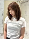 【YOKE】ミディアムレイヤーオレンジベージュダブルカラー顔周り