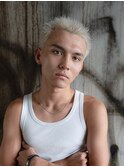 メンズスパイキーショートツーブロックハイライトアッシュウルフ