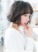 くせ毛風フェザーバング黒髪ニュアンスボブc5越谷20代30代40代