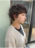 ミディアムウルフパーマ黒髪パーマスパイラルパーマ