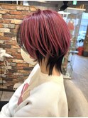 アンブレラカラーディープピンクショートウルフマッシュ20代30代