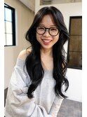 韓国風レイヤーロング×黒髪ナチュラルウェーブ
