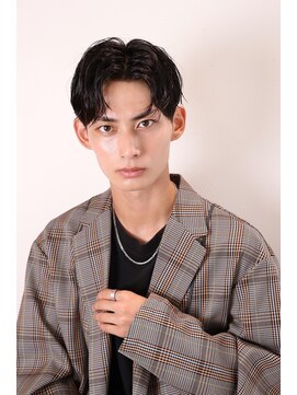 ネイビー(NAVY) 濡れ髪大人質感 刈り上げ センターパート