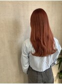コーラルオレンジ　ダブルカラー　ブリーチカラー　ハイトーン