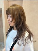 【晴音】姫カットレイヤー/オリーブベージュ/ロング/30代
