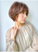 透明感ミルクティーベージュショートボブ◎透明感カラーp志木