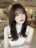ケシキ 表参道 原宿(kesiki.)&nbsp;ミディアムレイヤー顔周りカットハッシュカットワンホンレイヤー