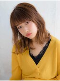 くびれセミディ コテ巻きアレンジ ベージュ