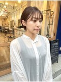 オレンジベージュショートボブ