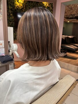 フィガロ デュデュ 新石切店(Figaro DOU DOU) #ボブ#ボブレイヤー#白髪ぼかし#白髪ぼかしハイライト