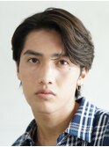 原宿カルマパーマメンズカットセンターパートウルフマッシュ30代