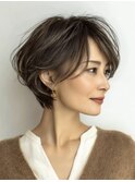 白髪染め白髪ぼかしカラー似合わせショートボブ40代50代60代♪