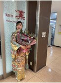 振り袖着付け、ハーフアップスタイル
