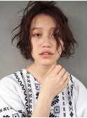大人可愛い/レイヤーロング/グレーベージュ/前髪パーマ/二子玉川