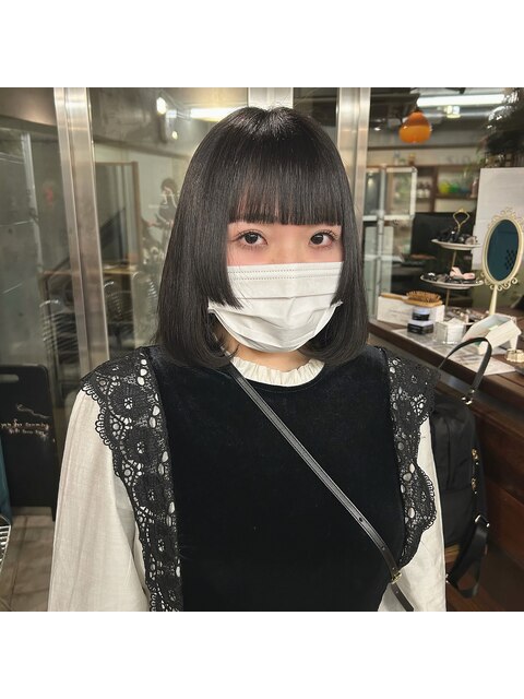 黒髪内巻きボブ＊姫カット