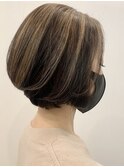 白髪ぼかしハイライト/40代50代60代ショートボブ