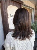 ナチュラルレイヤー×サイドバング×オリーブグレージュ♪
