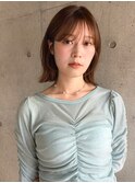 ボブレイヤー　外ハネ　ココアブラウン　ミルクティーブラウン