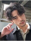 メンズパーマルーズパーマシャドウパーマッシュウルフゆるめ