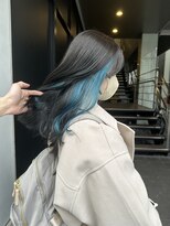 ロンド レア 天神大名店(Lond Le’a)&nbsp;天神ダブルカラーケアブリーチターコイズブルーインナーカラー