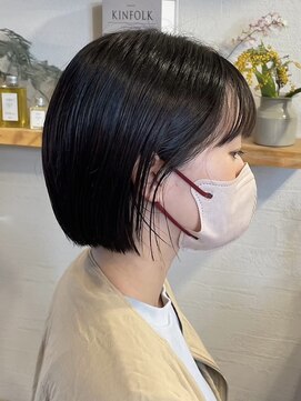 ビスクヘアデザイン(bisq hair design) ショートヘアー ブラウンカラー 前髪カット 顔まわり 韓国風