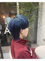 オーセンヘア(AUTHEN.HAIR)&nbsp;メンズマッシュウルフ×デザインカラーブルー