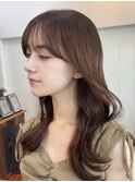 大人可愛いロングレイヤー×春ベージュ