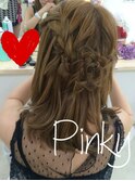 Pinky☆編み込みお花アレンジ
